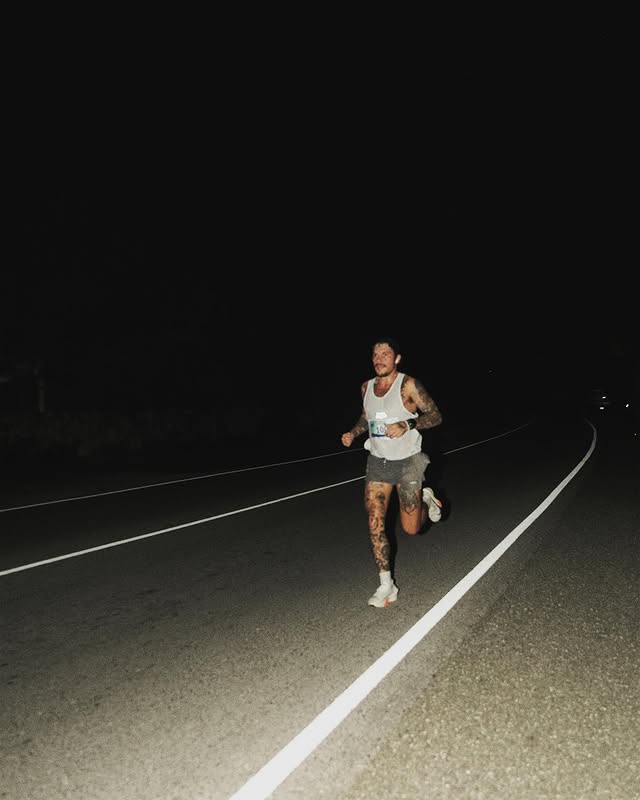 Night run on an empty road